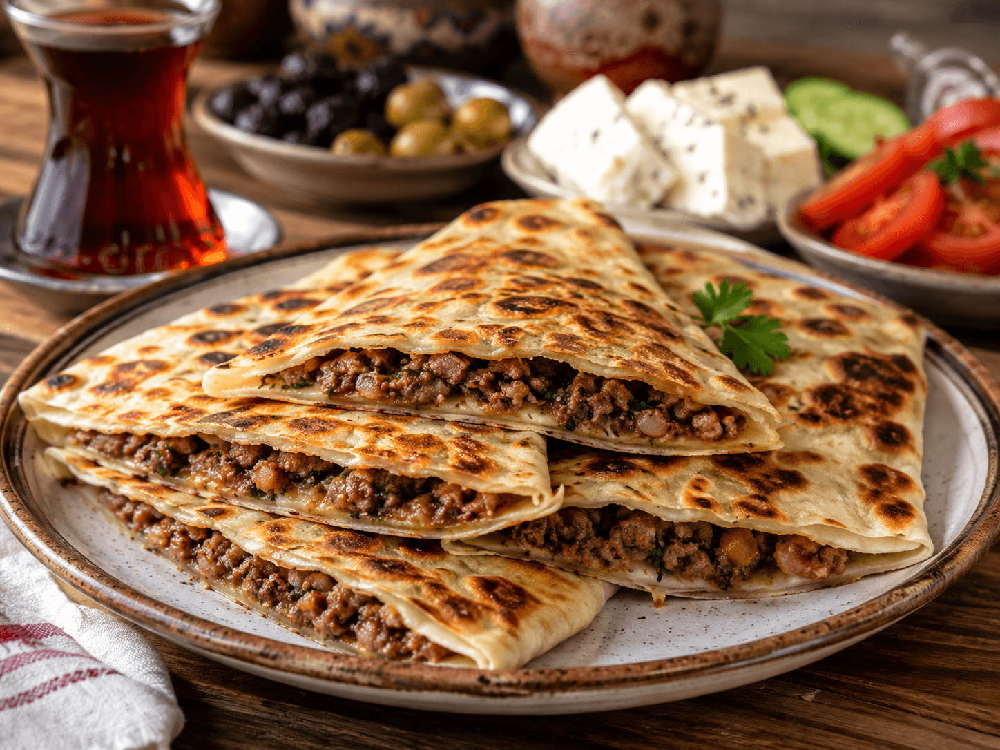 غوزلمة باللحم المفروم